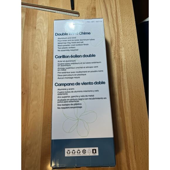 Stylecraft Double Wind Chime, 7 in. Diameter x 46 in. H Harmonic Aluminum Tubes - Picture 3 of 4